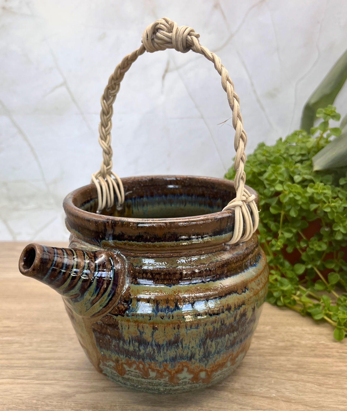Hand-Braided Wicker Handle Pitcher - 5923
